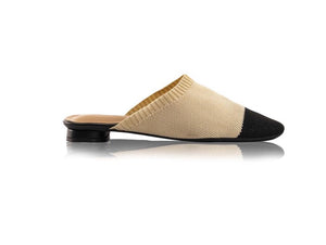 KNIT MULES - Nude/Black